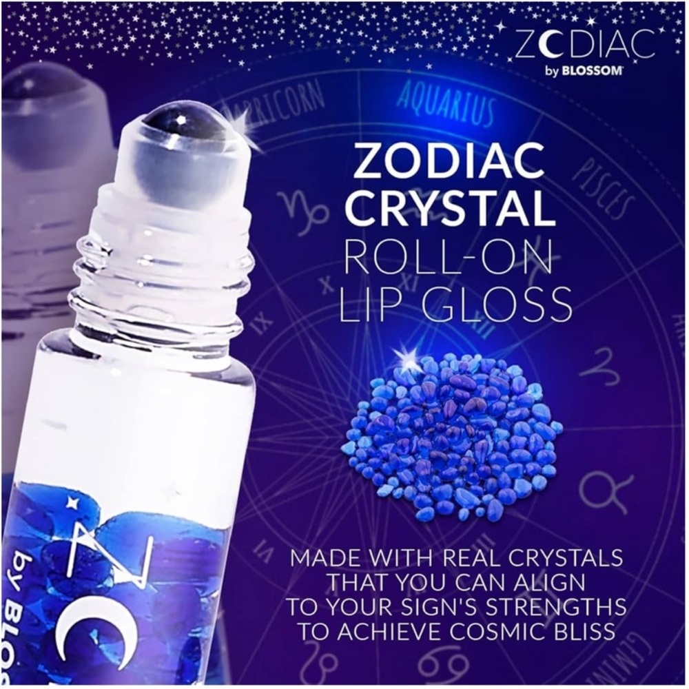 Zodiac by Blossom Gemini Roll On Lip Gloss with Real Crystals - Picture 4 of 4